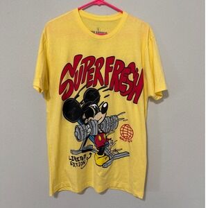 Superfresh Limited Edition Mickey Gym Short Sleeve Shirt Yellow Men's Large